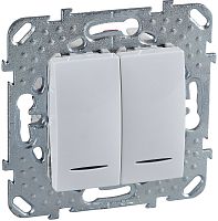 Переключатель с подсветкой без рамки Schneider Electric Unica 2-кл. проходной белый картинка